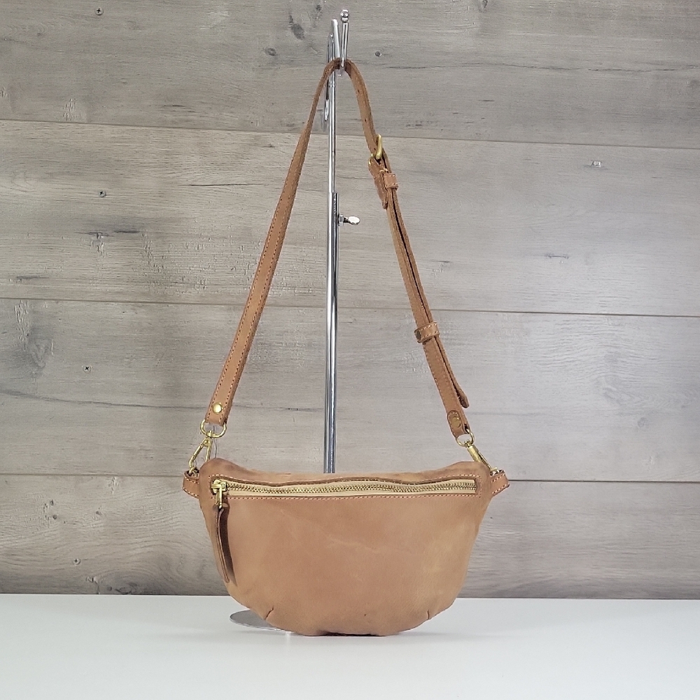 Abby Alley Tan Leather Crossbody Belt Bag - Stylish Hands-Free Carry